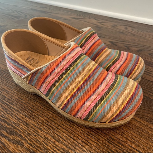 DANSKO Vegan Rainbow Jute Espadrille Nursing Clogs Shoes - Picture 1 of 7